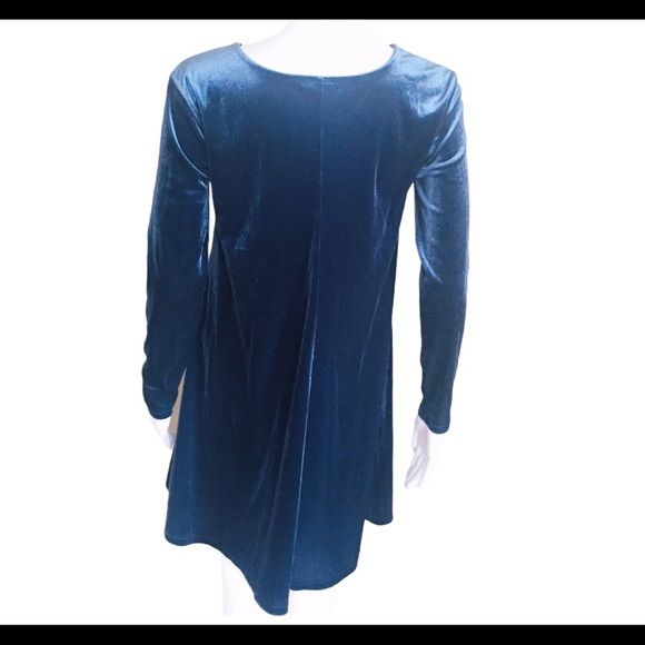 OLD NAVY Long Sleeve LS Velvet Swing Dress With Round Neck Blue Size Small - Picture 4 of 12